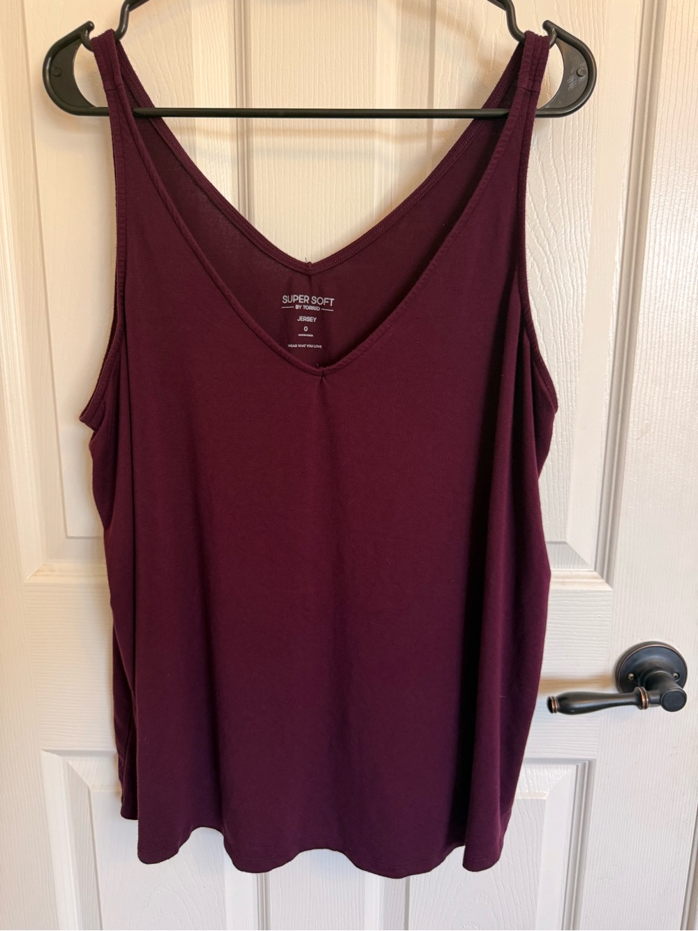 Torrid Super Soft Tank Top Size 0 Burgundy Plum V Neck Jersey